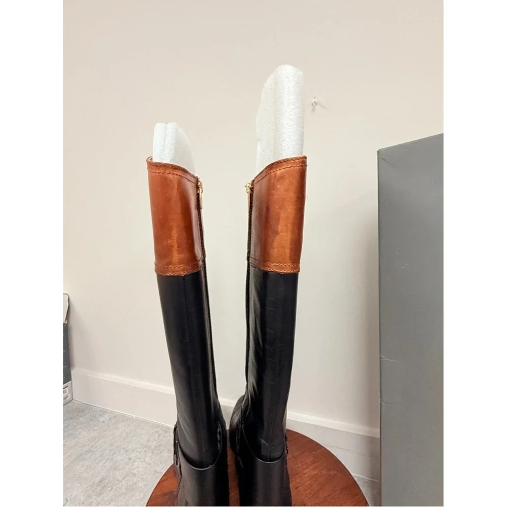 Vince Camuto‎ Black and Brown Two-Tone Over-the-Knee Riding Boots